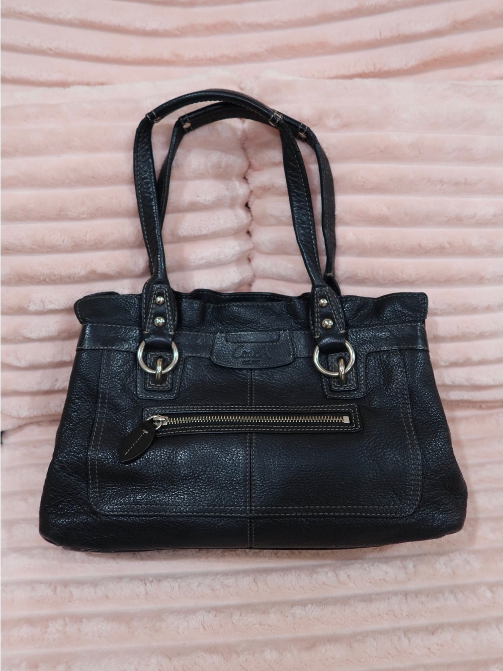 🖤 Coach black leather y2k medium bag